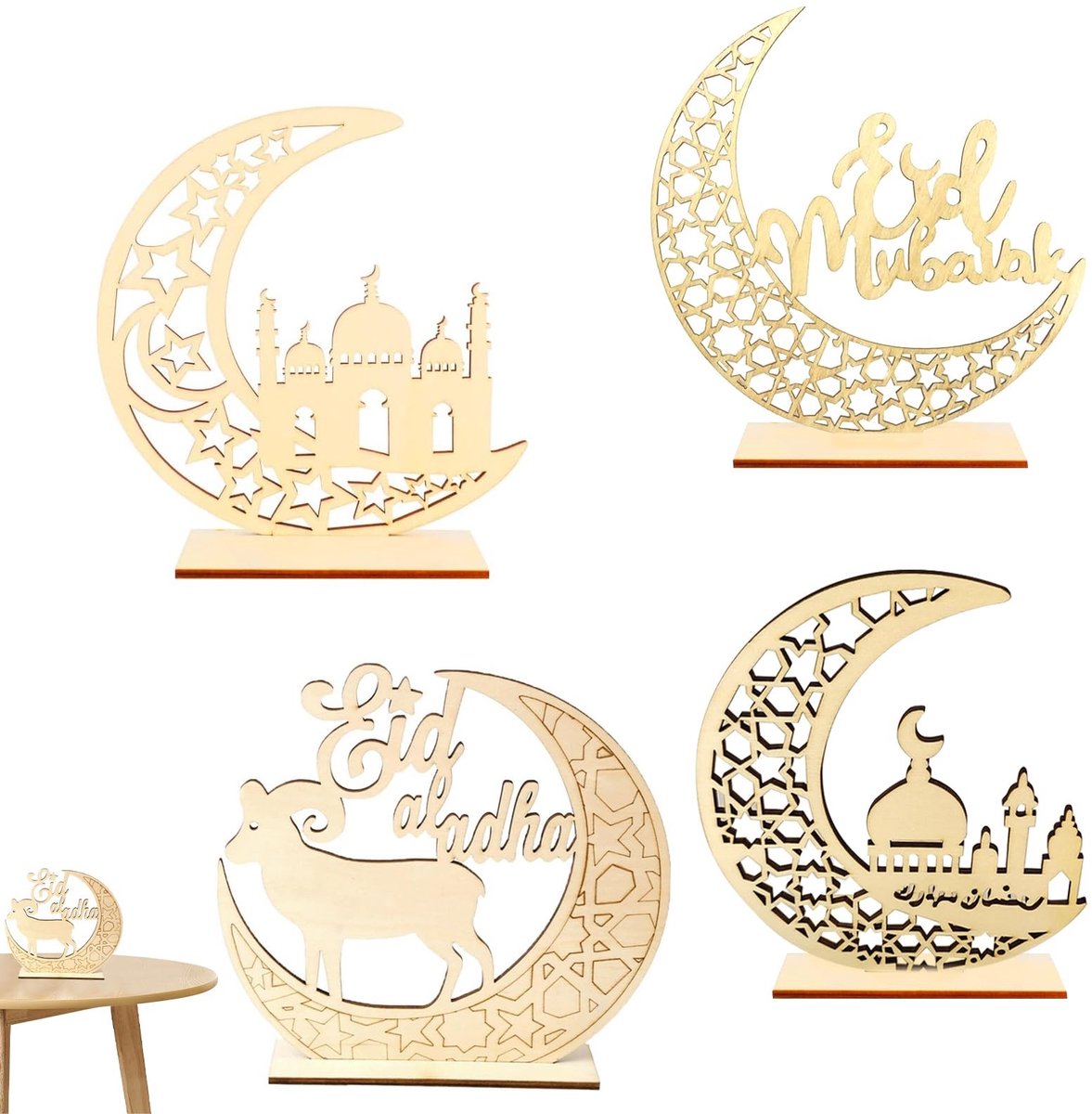 Solidchoice - Houten Eid Mubarak Decoratie voor Ramadan Vieringen