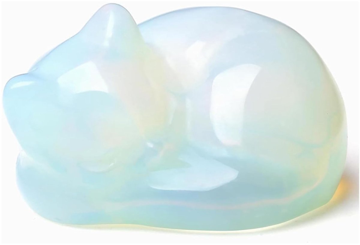 Solidchoice - Glazen Opal Kat Beeldje voor Decoratie