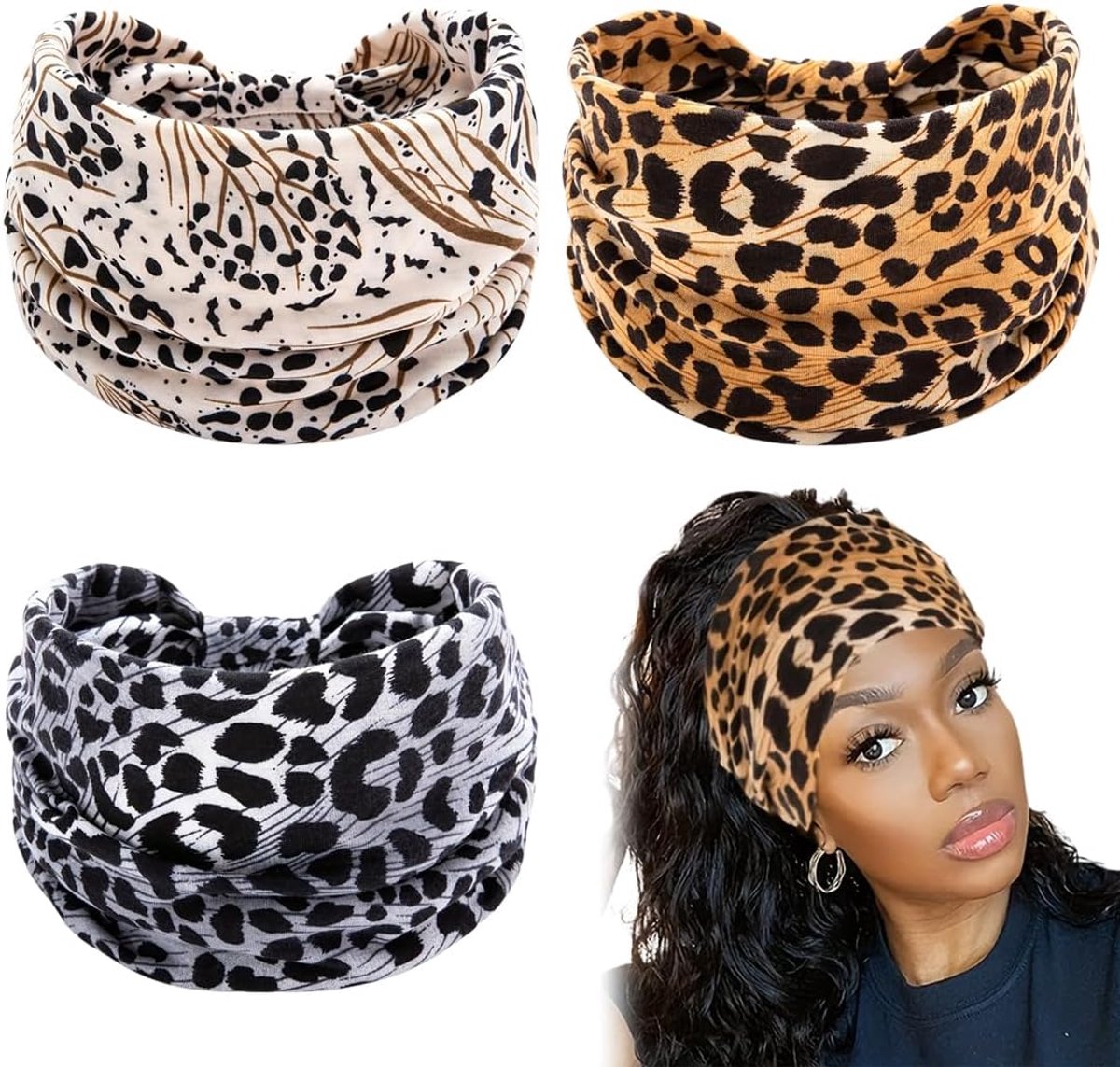 dameshaarbanden 3 stuks - elastisch - boho-stijl - ideaal voor yoga en kantoor - ShopVlot