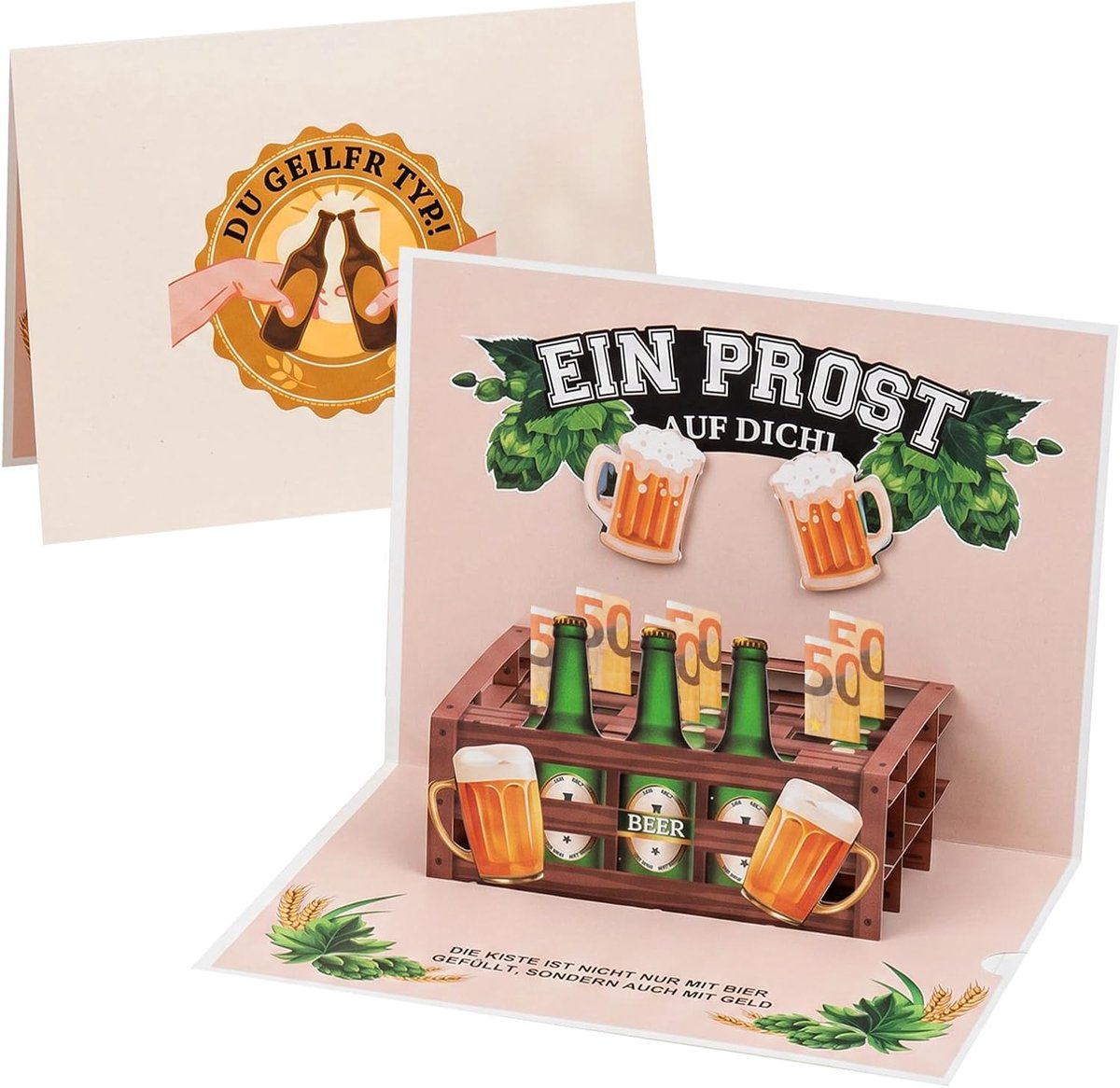 Geldgeschenk pop-up bierkist - 3D verjaardagscadeau - grappige verjaardagskaart - unieke verrassing voor mannen - ShopVlot