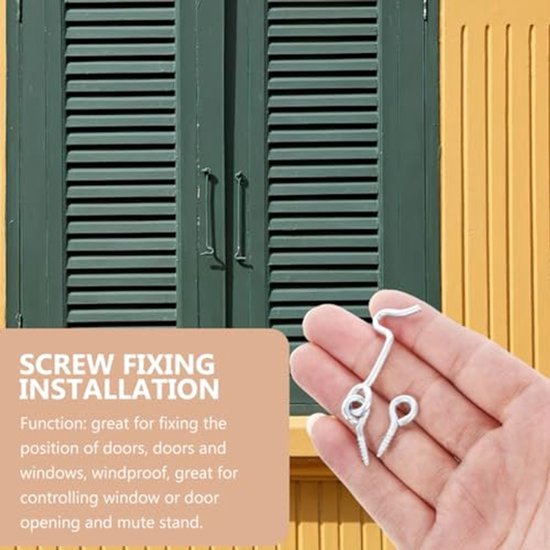 4 sets raamdeur haken wind haken ringen ankers huis stang sluitingen veiligheidsluitingen voor bestelwagens sloten scharnieren verlichting houder — afbeelding 2