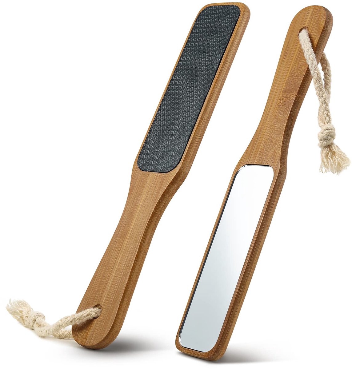 Solidchoice - Premium Voetvijl met Antislip Bamboe Handvat