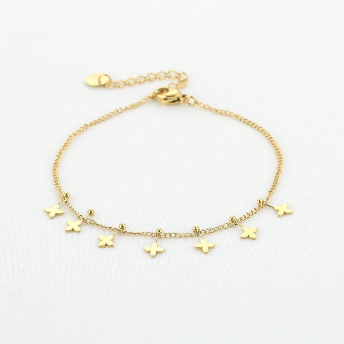 armband - klavertjes - rvs - goud - cadeau tip