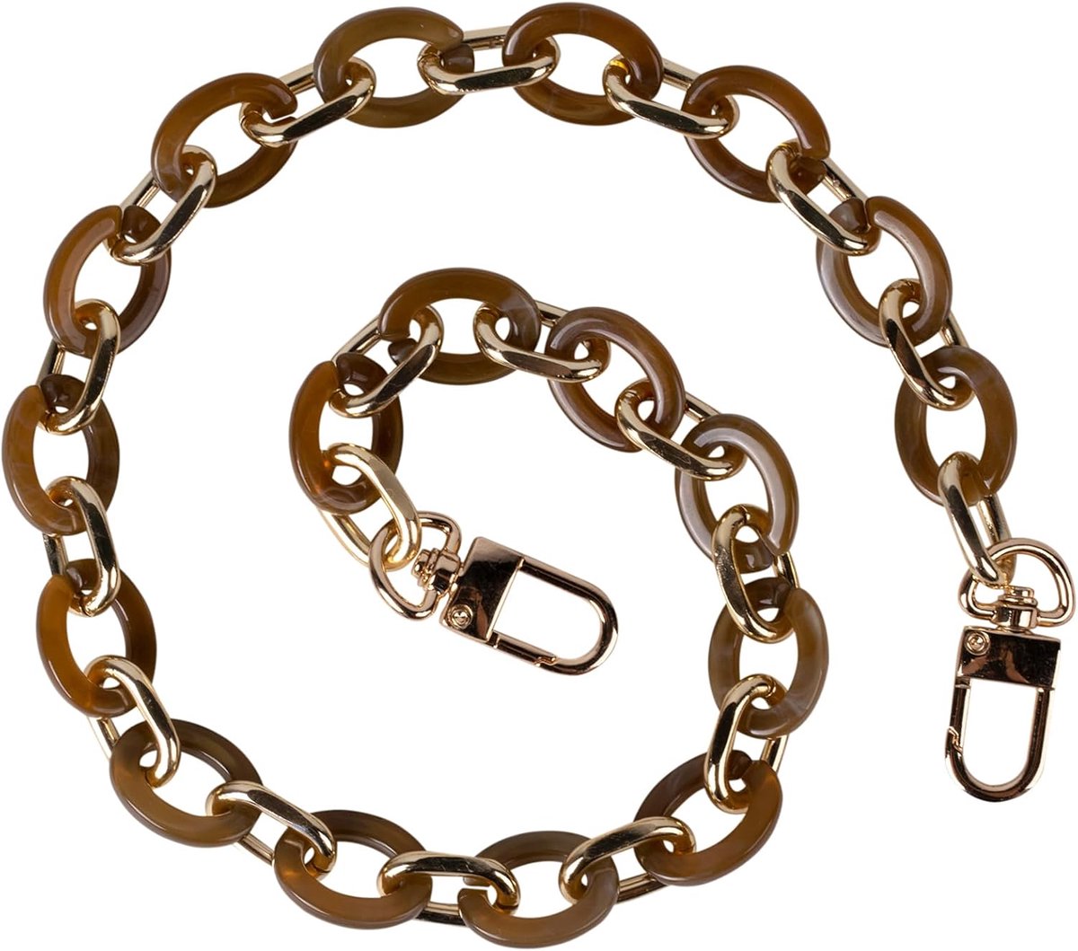 Portemonnee ketting 60cm - Bruin - Met metalen gesp - Handig voor schoudertas - ShopVlot