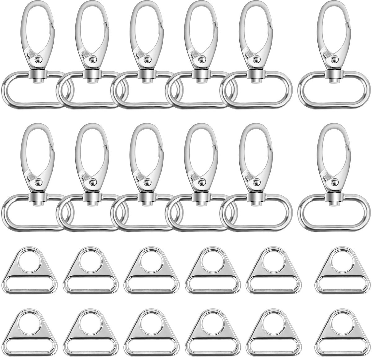 Solidchoice - 12 Stuks Draaibare Karabijnhaken met D-ring voor DIY