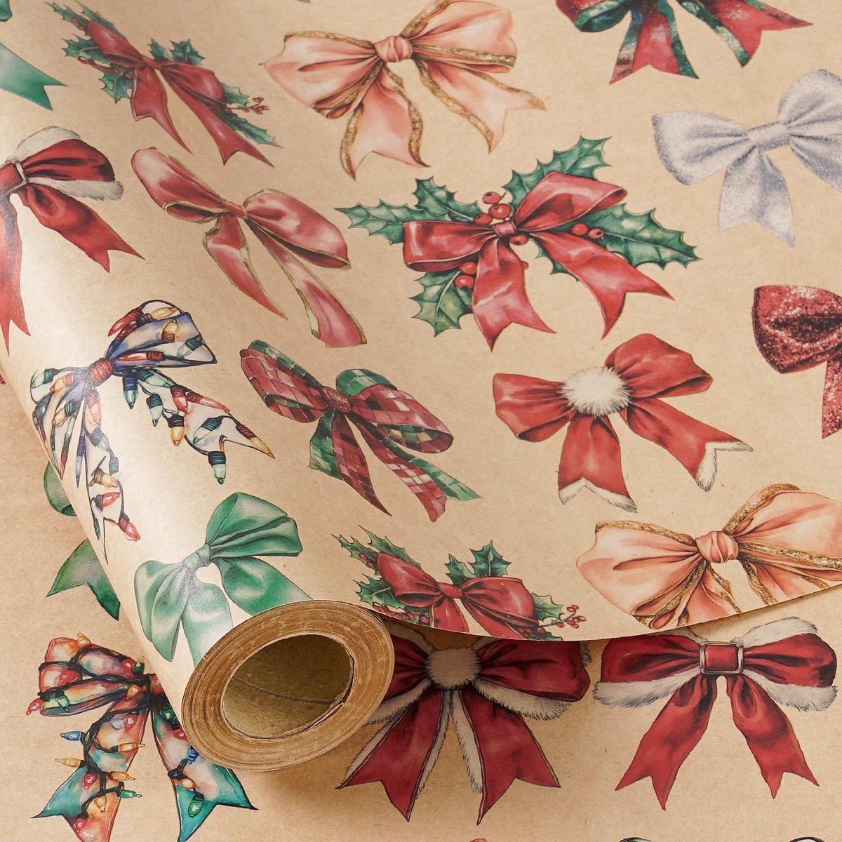 Solidchoice - Kerstpakket Cadeaupapier Rol met Kleurrijke Strikken