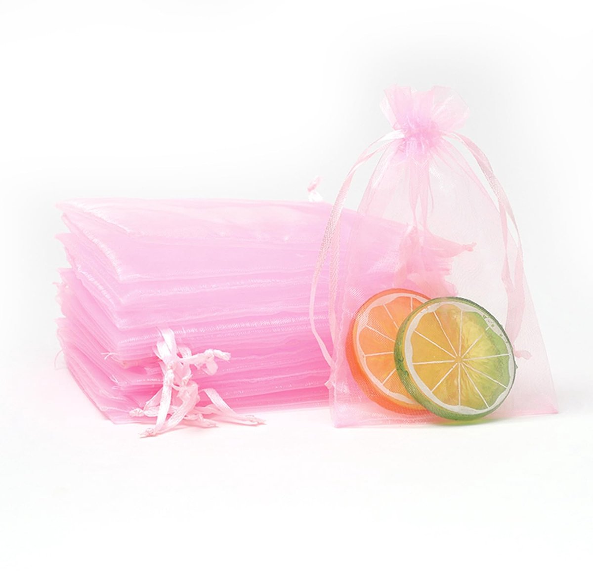 Solidchoice - 100 Stuks Roze Organza Cadeautasjes voor Feestjes