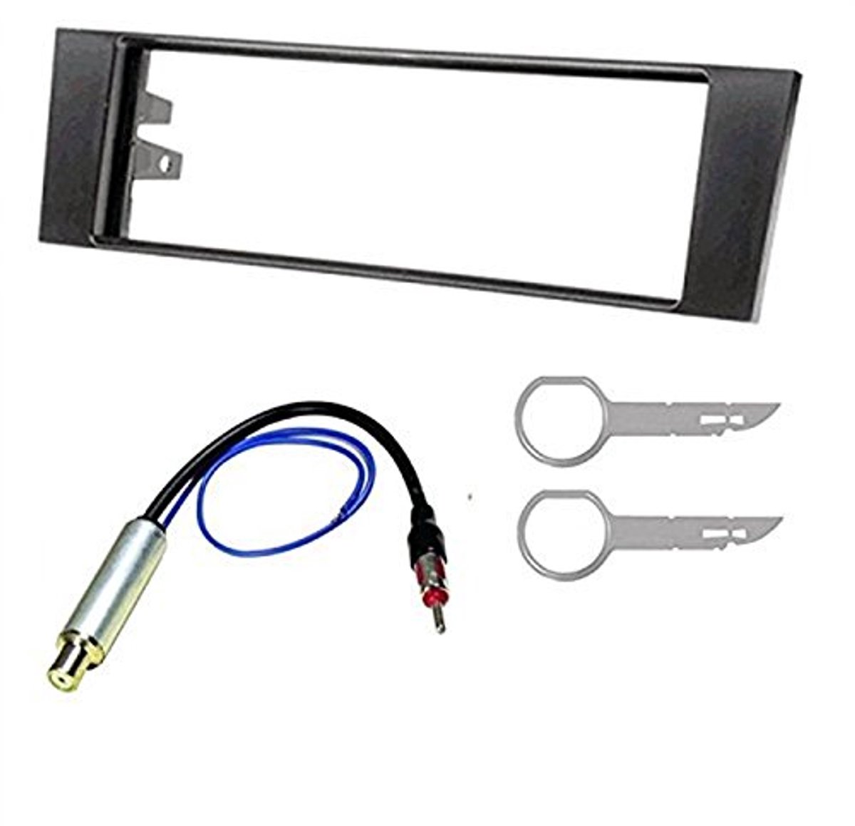 Radio paneel frame 1 DIN - zwart - met antenne adapter en demontagesleutels - geschikt voor Audi A3 2003-2008 - ShopVlot