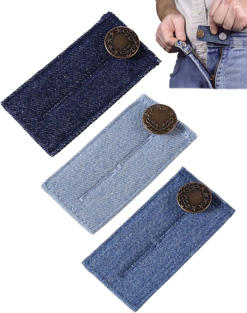 Broekverlengingen elastisch - 3 stuks - blauw - eenvoudig verstelbaar voor betere pasvorm - ShopVlot