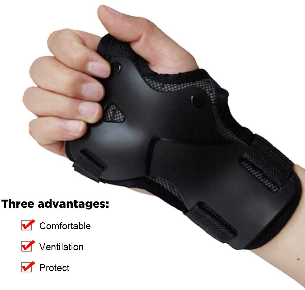 Solidchoice Professionele Polsbeschermer voor Rolschaatsen en Skateboarden Zwart