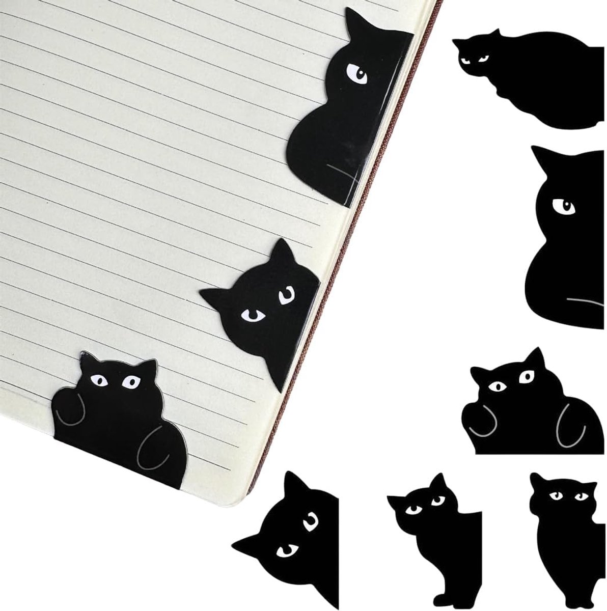 Magnetische boekenleggers kat - 6 stuks unieke designs - leuk cadeau voor kattenliefhebbers - ShopVlot