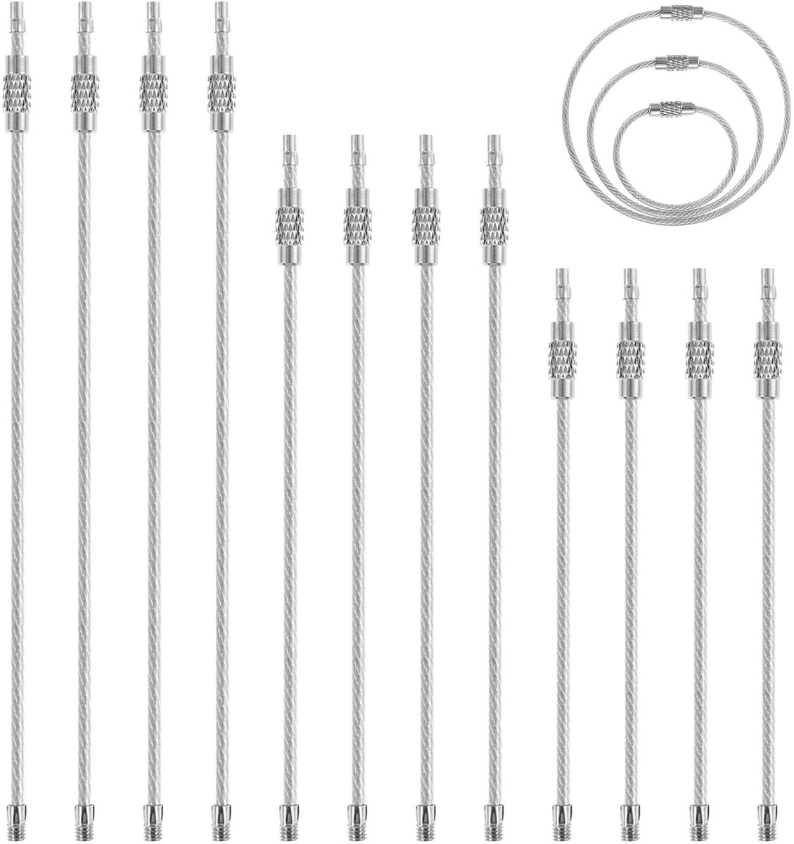 Solidchoice - Set van 12 Sleutelhangers van Roestvrij Staal met Draaihaak