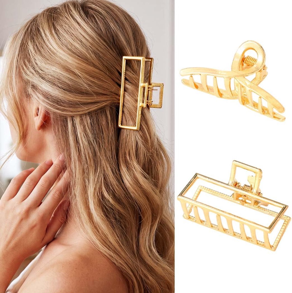 Haarspeldjes klauwclips goud - metalen haaraccessoires - antislip - perfect voor opsteekkapsels - ShopVlot
