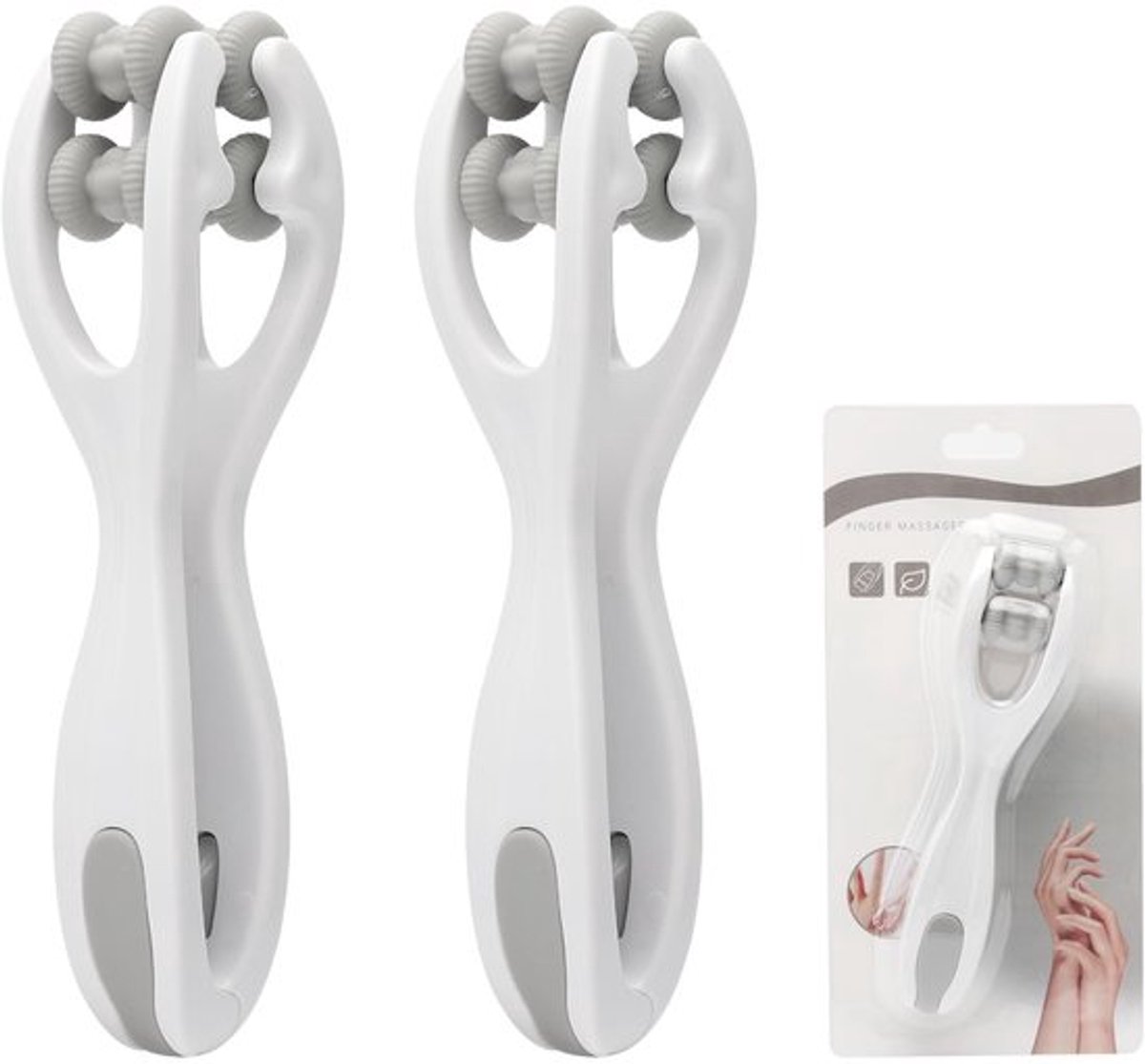 APOMOONS 2 stuks dubbele roller, vingermassage, hand- en vingermassager met handvat, lichaam, acupressuur, zelfmassagerol, voor spierontspanning, artritis, verlichting van stress