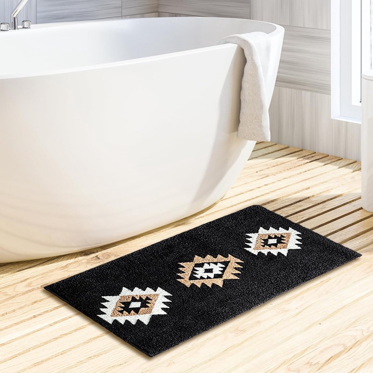 Badmat 50x76cm - Aztec Boho Pluche - Rutschfest en Modern - Comfort voor je voeten - ShopVlot