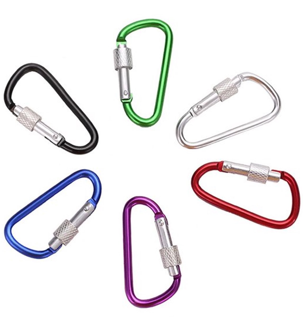 Karabijnhaak Lichtgewicht - Mini Karabijnhaak Sleutelhanger - D-ring Karabijnhaak - Multicolor - 6 Kleuren - Duurzaam Design - Klimhaak