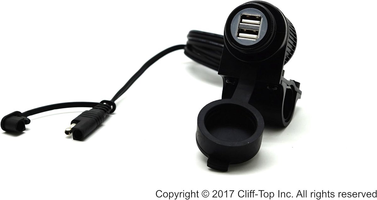 Motorfiets USB Oplaadstation - 3.3 Amp - Veiligheidsvoorzieningen - Gelijktijdig opladen van 2 apparaten - ShopVlot