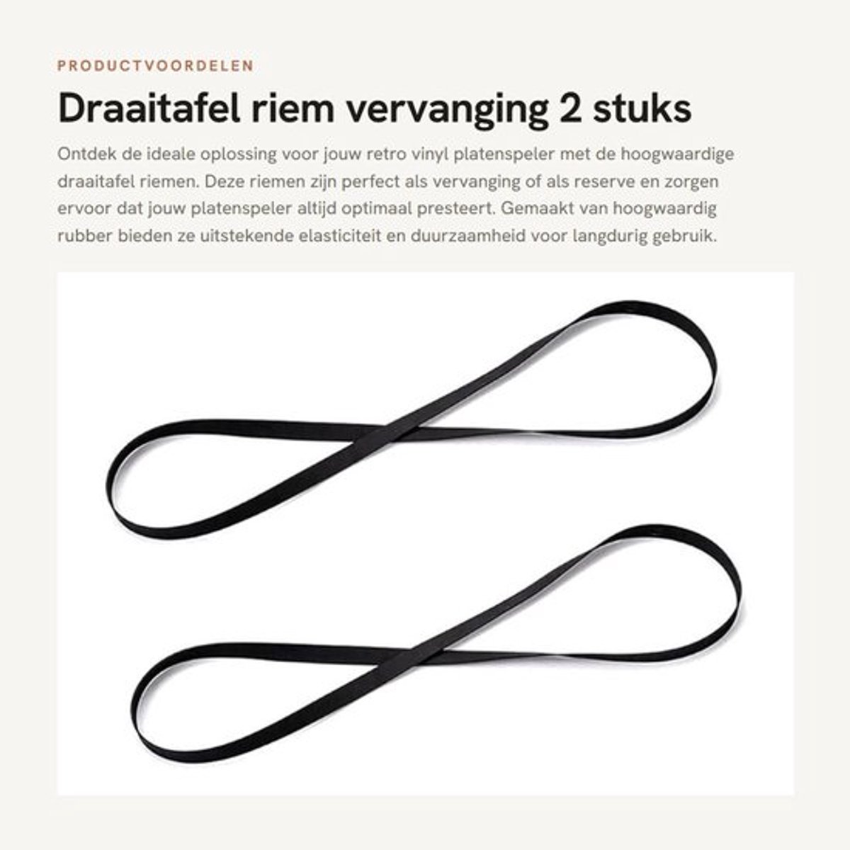 Draaitafel Riem Vervanging - 2 Stuks - Vouwlengte 270 mm - Geschikt voor Riemaangedreven Draaitafels - Hoogwaardig Rubber - Duurzaam en Elastisch - Platenspeler Riem