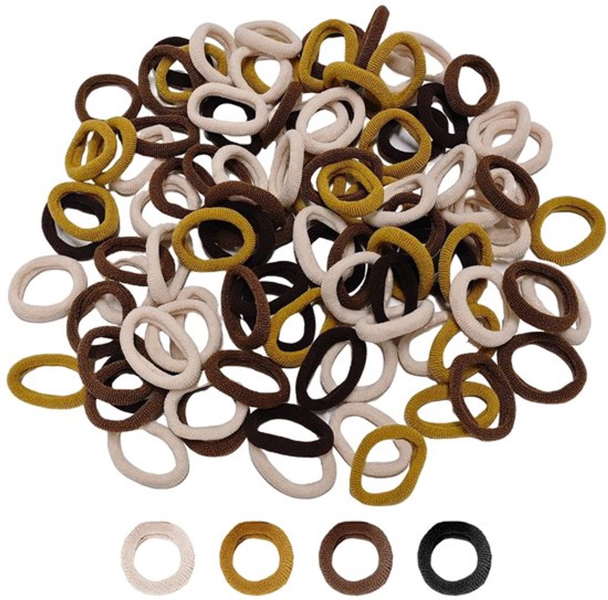 Haarringen 200 Stuks - Elastische Haarringen - Haaraccessoires Meisjes - Kapsel Design - Zachte Stof - 2 Cm Grootte