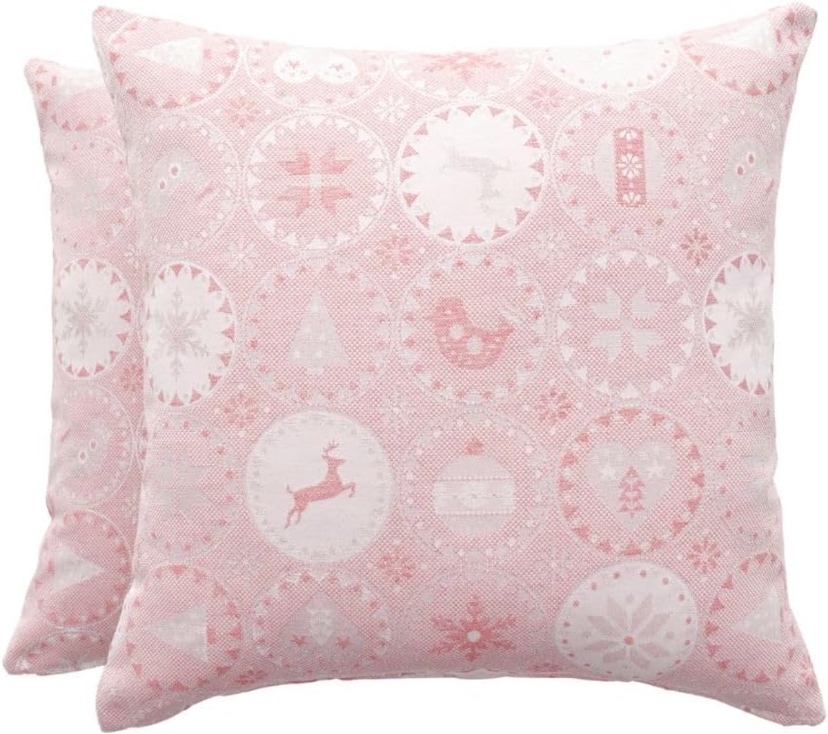 Kussenhoezen 45 x 45 cm - Jacquard Lurex Garens - Shiny Lichtroze Zilver - Creëer een Feestelijke Sfeer - ShopVlot