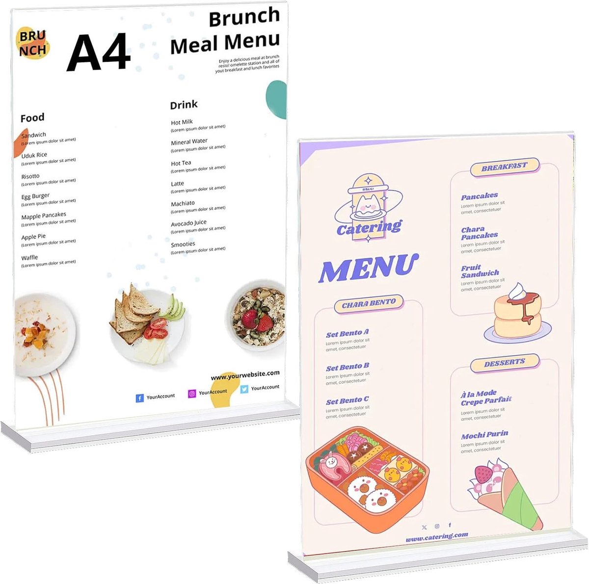 Set of 2 A4 Stands, Table Stand, A4 Acrylic Stand, Menu Card Holder, Menu Holder, Postcard Stand, Advertising Stand - ShopVlot