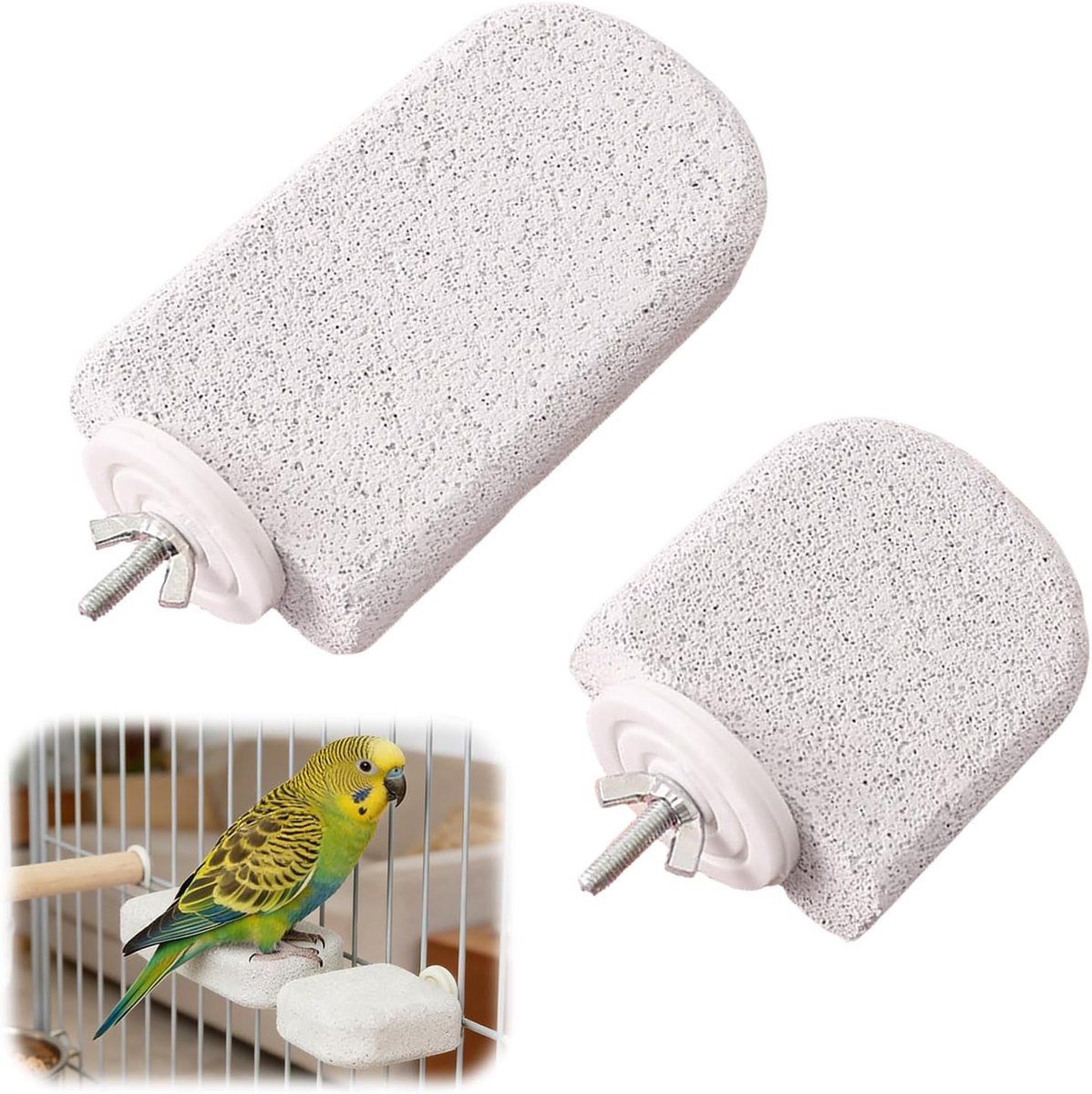 Pack of 2 Natural Stone Bird Perch Bird Cage Accessories Teeth Grinding Toy Claw Files Ideal for Small Birds - ShopVlot