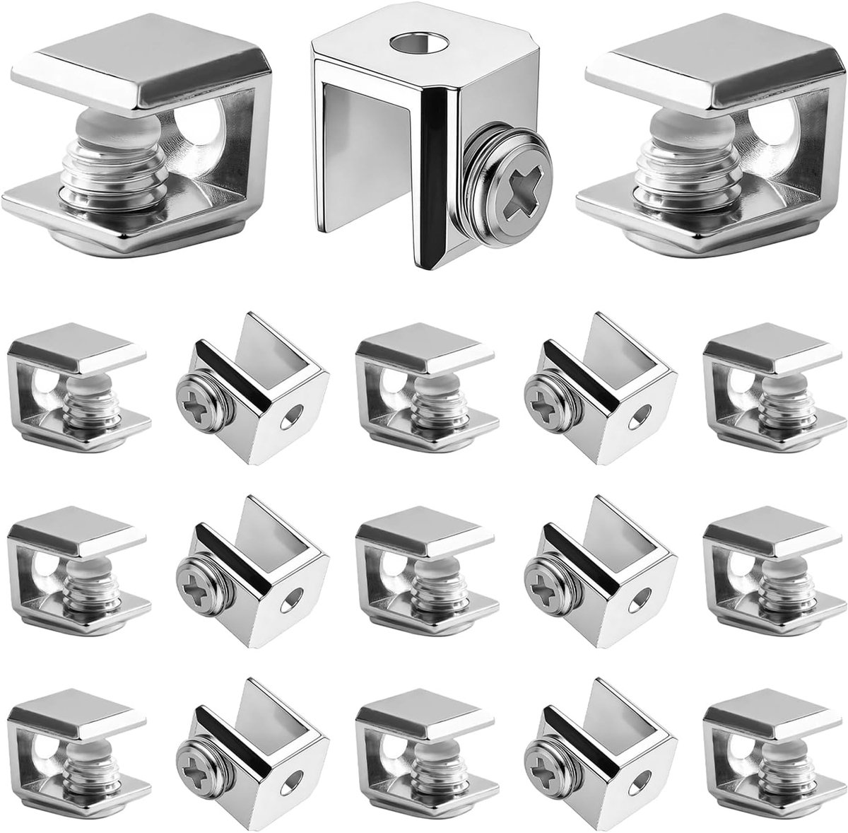 18 Pcs Zinc Alloy, Glass Plate Carriers, Square Thickened Glass Holders, Adjustable Glass Clamp for 3-8mm Thick Glass - ShopVlot