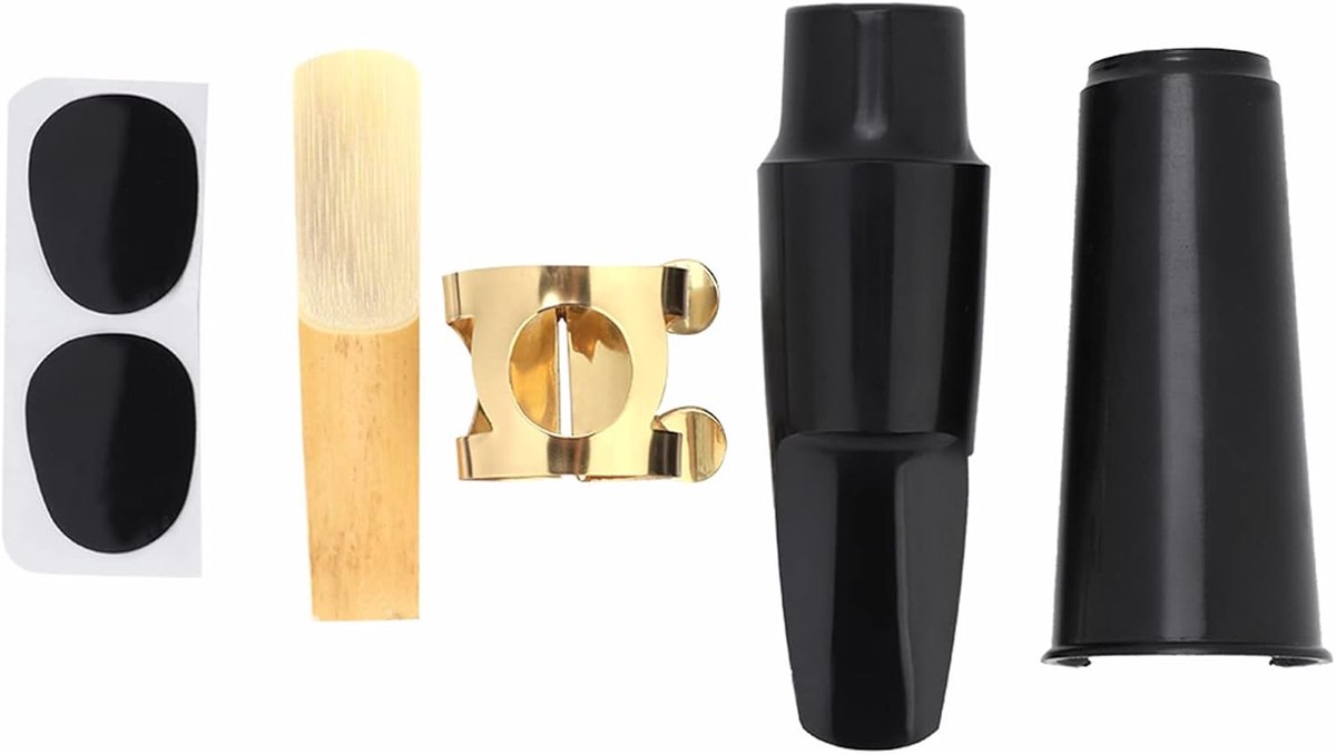 Alto Saxophone Nozzle Set, ABS Nozzle with Cap and Reed Tie Saxophone Reeds Wind Instrument Accessories - ShopVlot