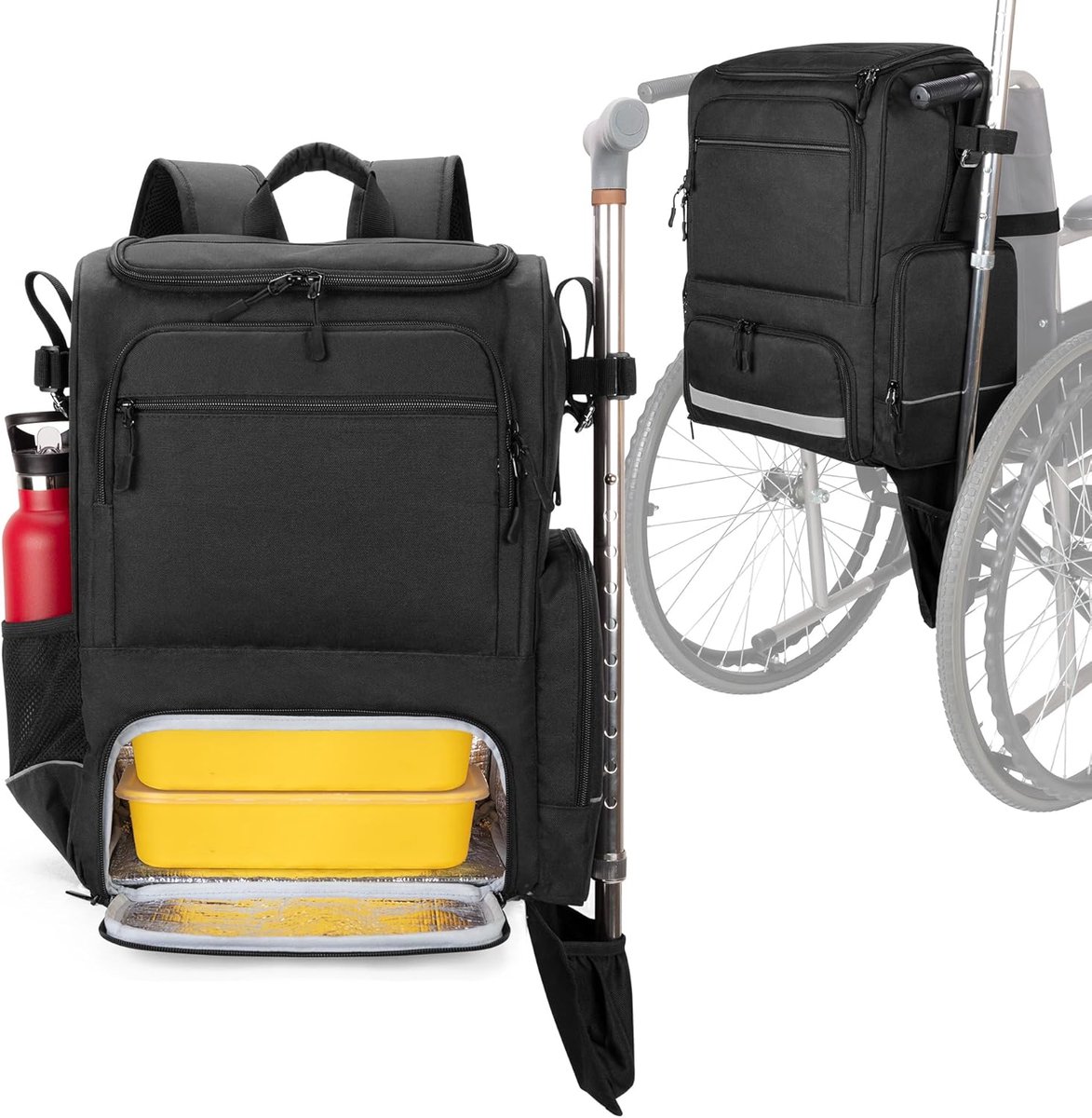 SAMDEW Wheelchair Backpack with Two Compartments, Bag Only - Wheelchair Bags with Thermal Insulated Medicine and Lunch - ShopVlot