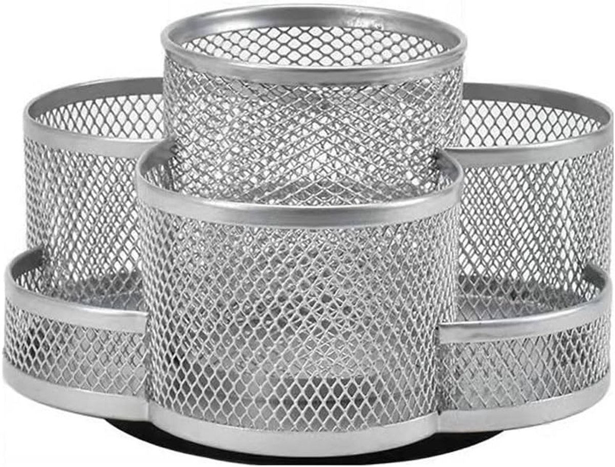 360°Rotation Multifunctional Pen Holder, Mesh Desktop Caddy, Rotating Pencil Holder, High Capacity, with Non-Slip - ShopVlot