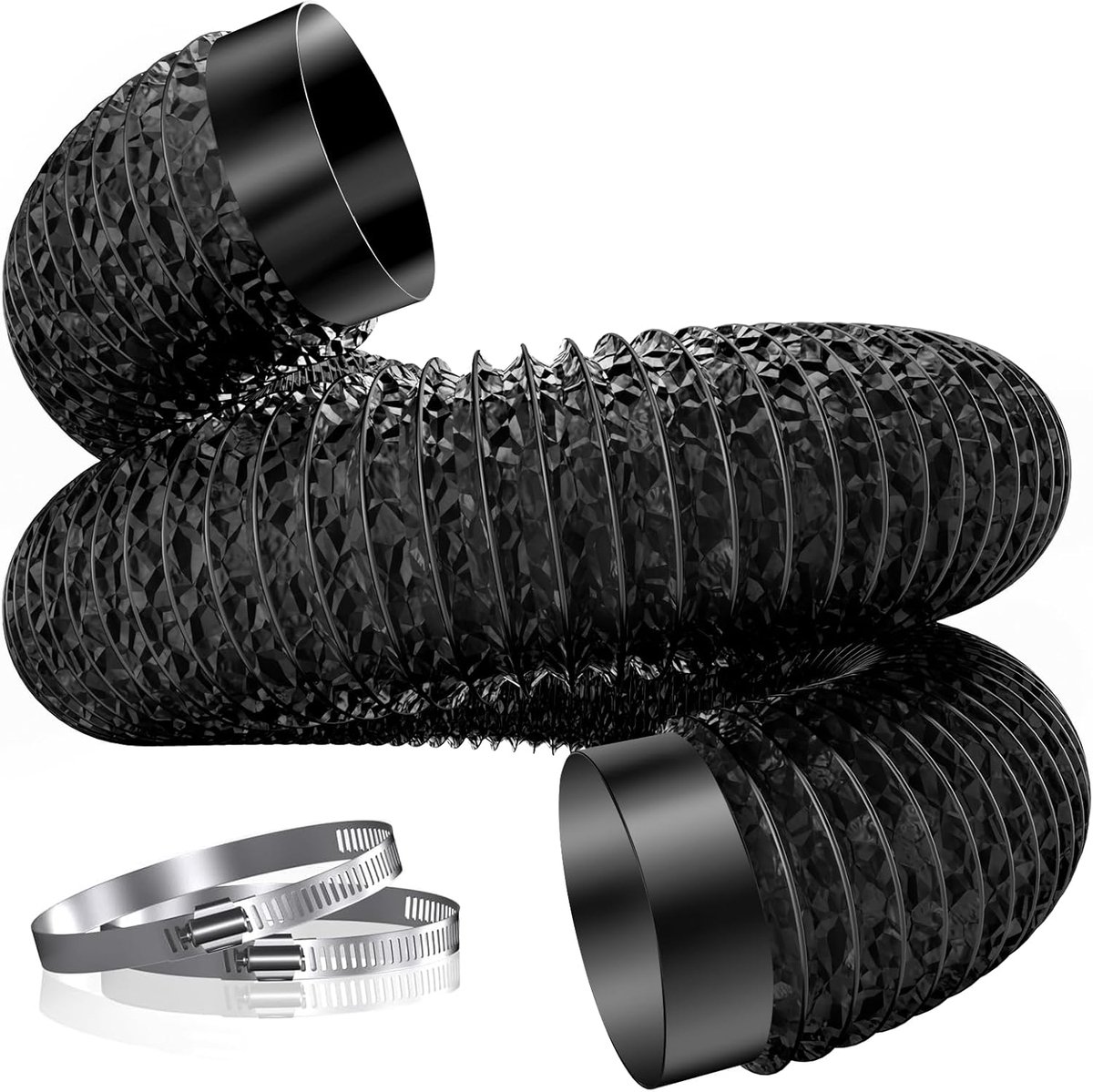Hon&Guan Ø130mm Drain Pipe, 3m PVC Aluminium Tube with 2 Hose Clamps for Dryer, Drain Fan, Exhaust Hood, Ventilation - ShopVlot