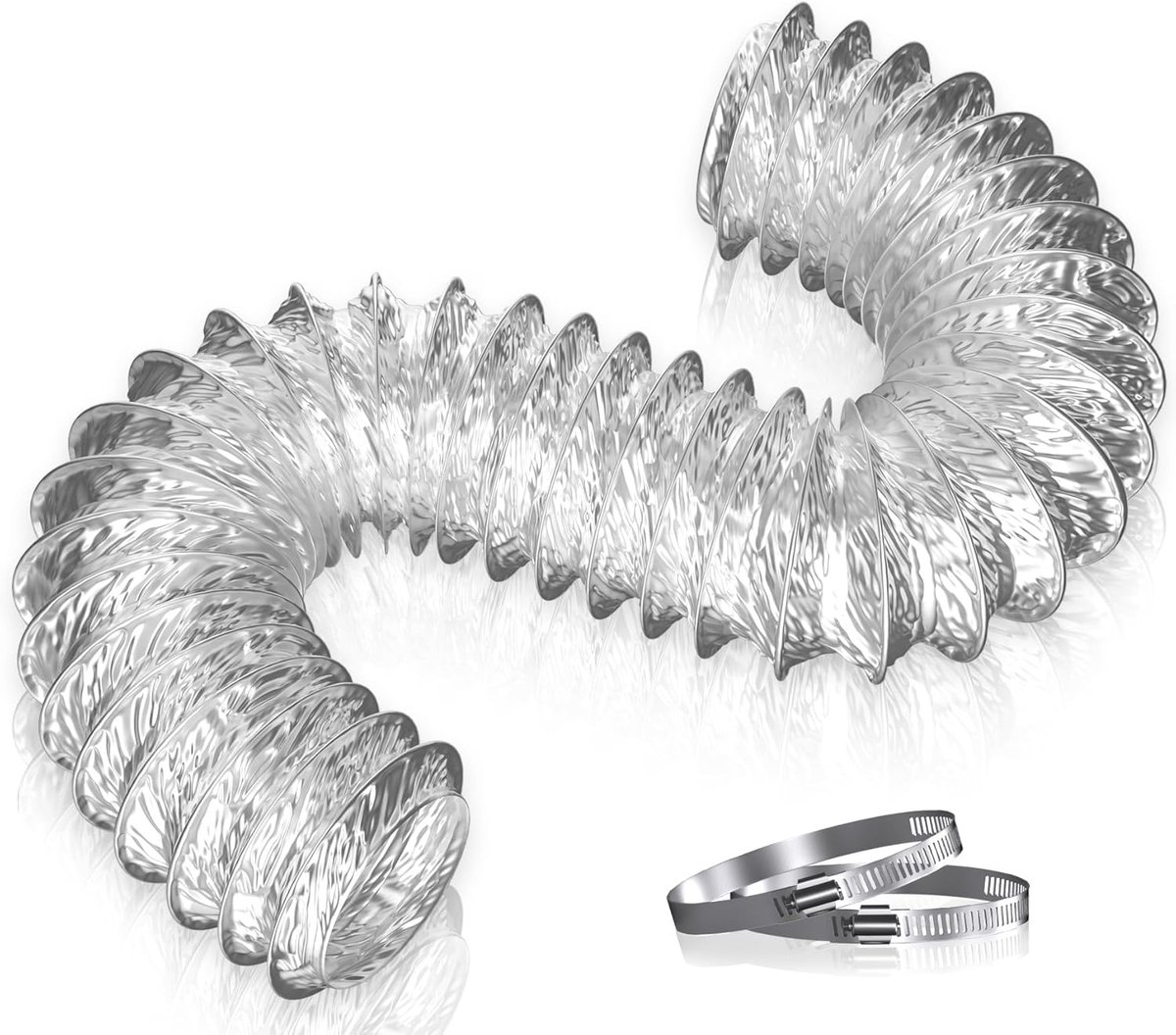 Hon&Guan 6-layer aluminium tube, flexible hose, 100 mm, max length 2 m, with hose clamp for mobile air conditioning - ShopVlot