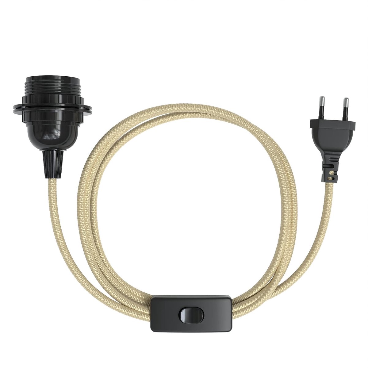 EAZY CASE - Lamp fitting E27 with fabric cable [WITH switch] - fitting E27 with cable - lamp holder with switch - ShopVlot