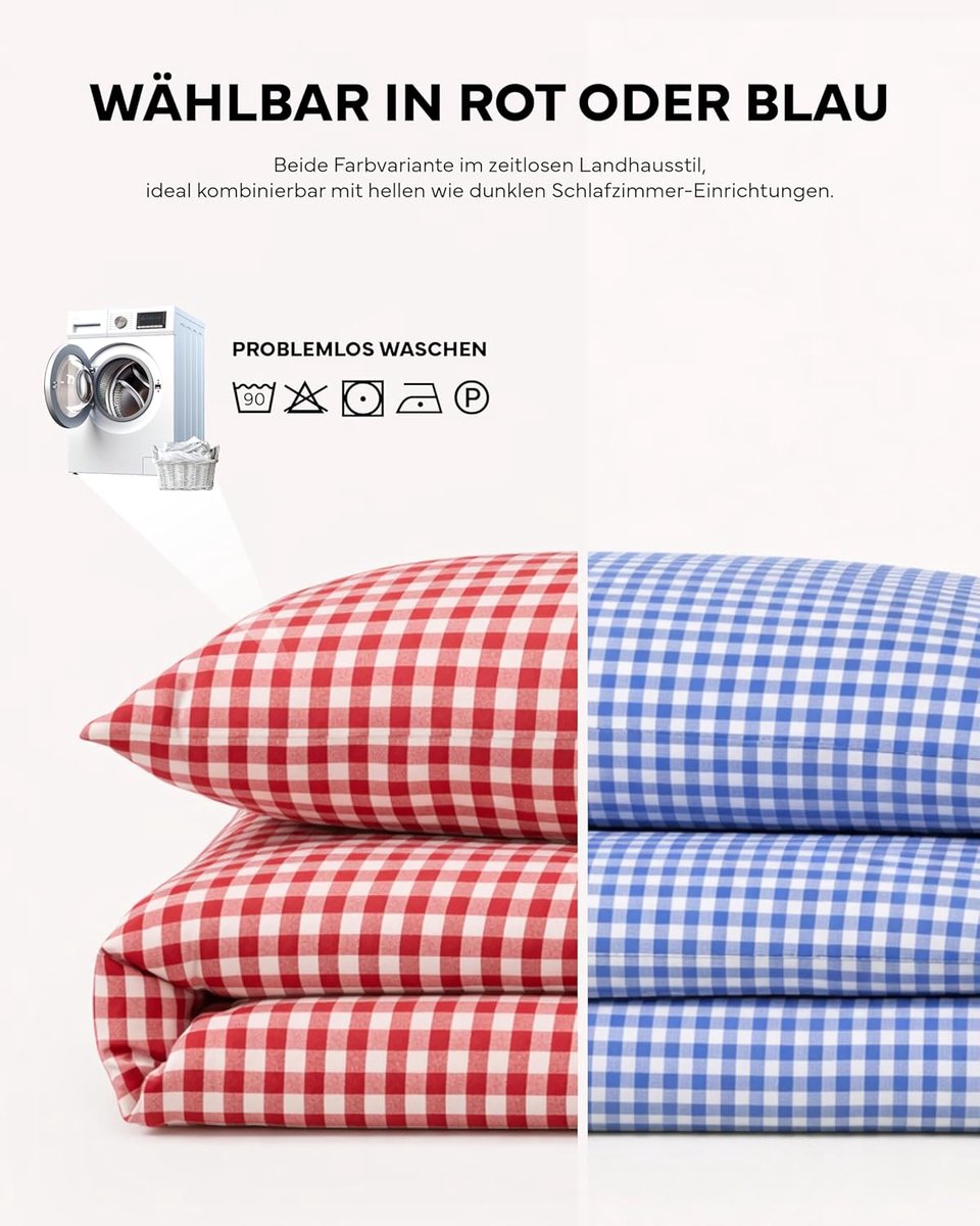 TextilDepot24 Bedding Landhaus Karo blue checkered farmers 135x200 - ShopVlot