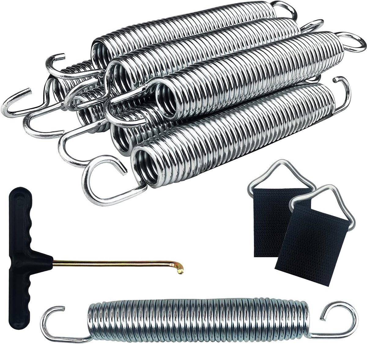 Trampoline Springs 8 Pcs 178mm (7 Inch) Replacement Set for Trampoline Springs, 2 Pieces Trampoline Triangle Buckle - ShopVlot