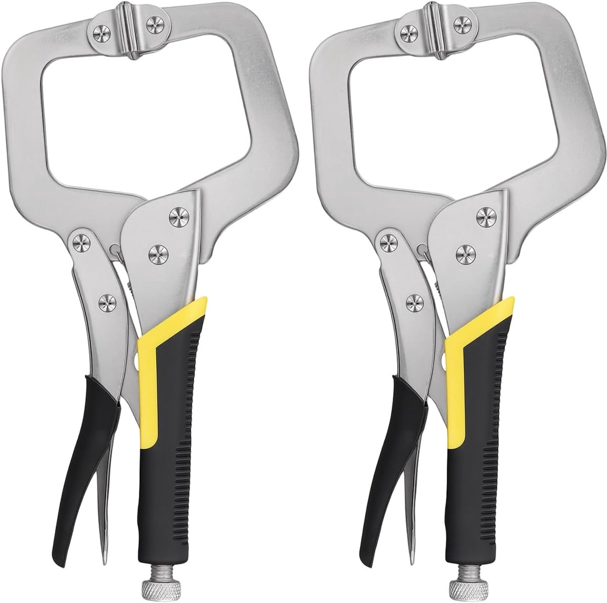 2 stuks griptang, 28,5 cm (11 inch) 0-8 cm opening geel-zwarte greep, metalen klem snelspanklem Force klem eenhandklem - ShopVlot