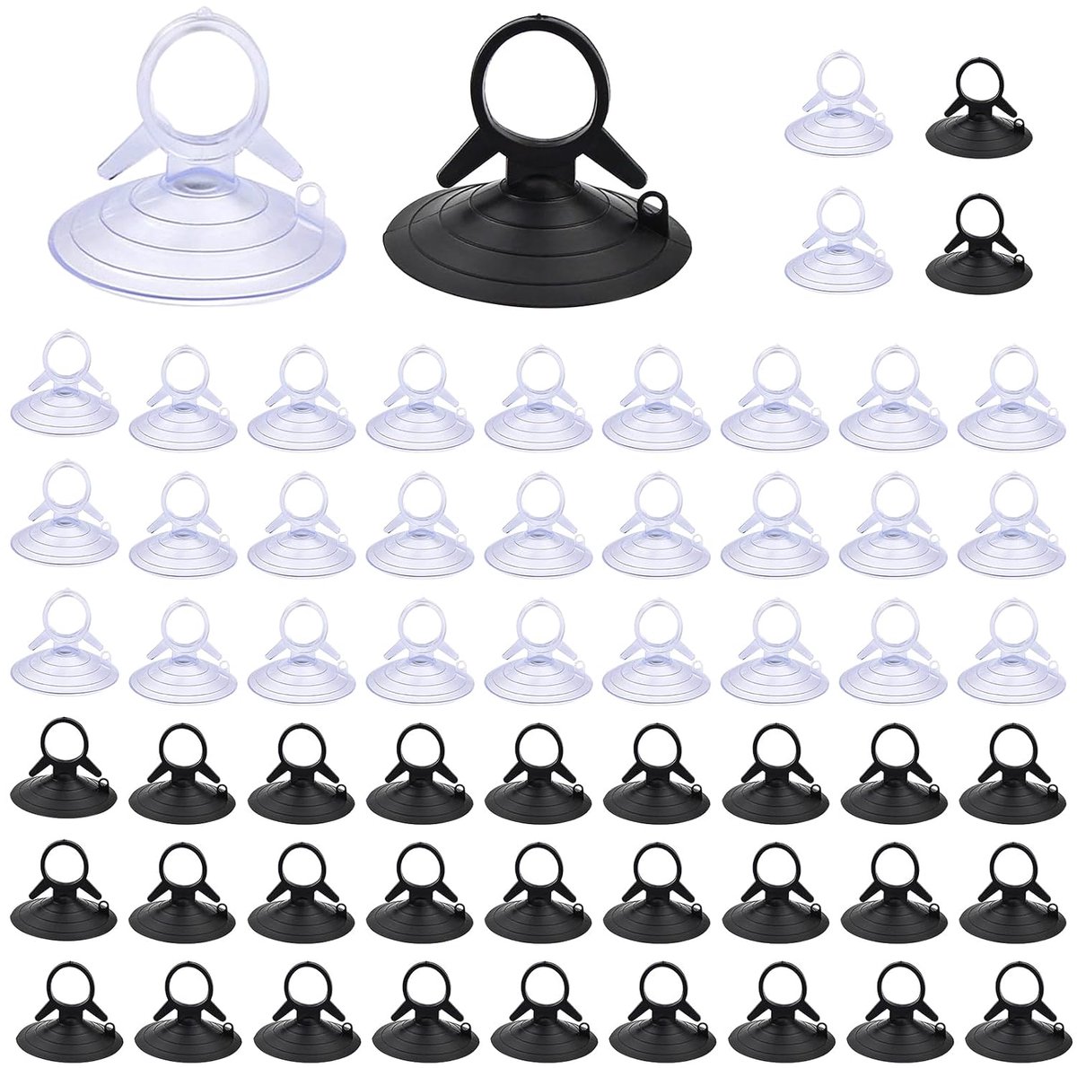60 stuks zuignap 45 mm transparante en zwarte zuignappen, sterke PVC zuignap plastic zuignap zonder haak voor badkamer - ShopVlot