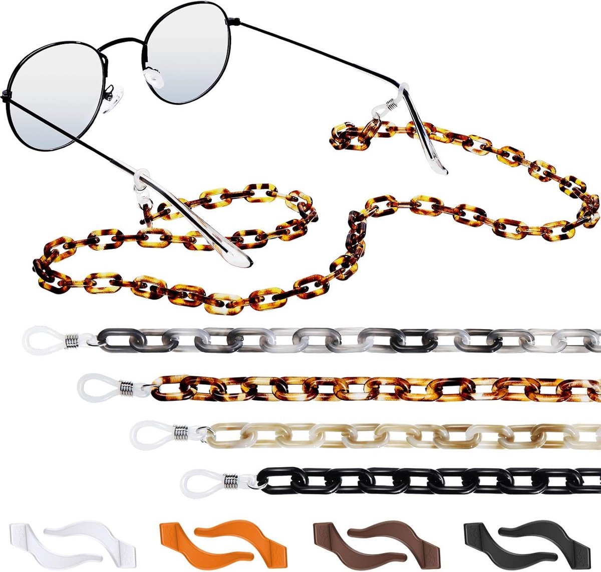 8 Pcs Glasses Non-Slip Belt Glasses Holder Necklace Silicone Glasses Non-Slip Hook - ShopVlot