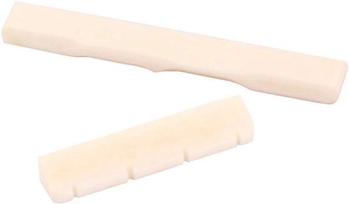 - Gitaar String Bridge Zadelmoer Set - Ukulele - Slotted - Vervanging - Geschikt voor 4 String - Bone - Kwalitatief materiaal - Bruikbaar voor muziekinstrumenten