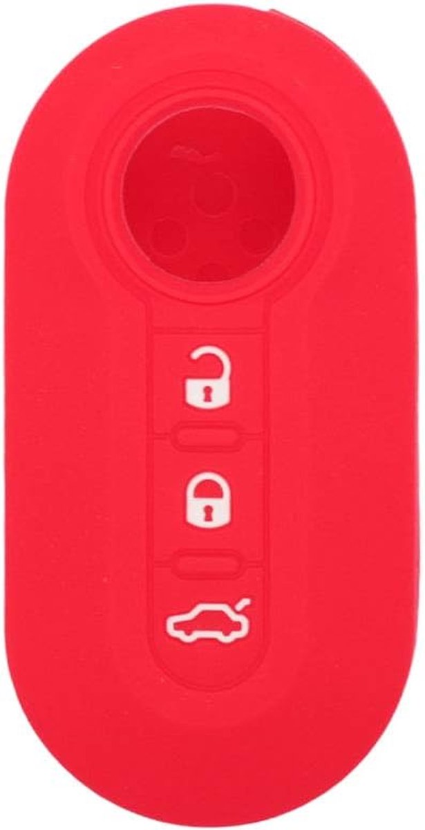 Silicone Cover Protector Case Skin Jacket fit for FIAT 3 Button Flip Remote Key Fob CV4759 Red - ShopVlot