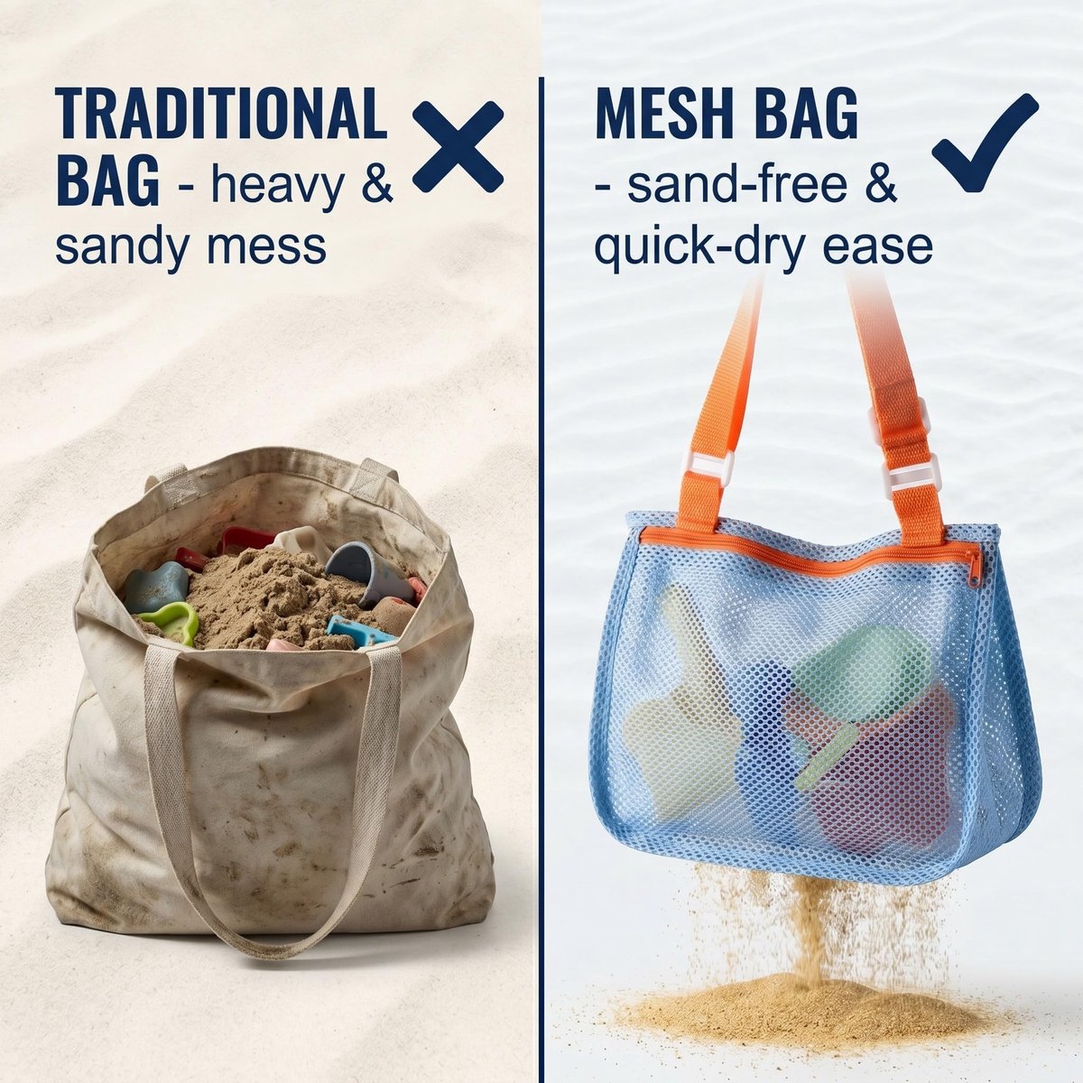 Strandtas voor kinderen - opvouwbaar mesh - lichtgewicht - ideaal voor speelgoed en accessoires - ShopVlot