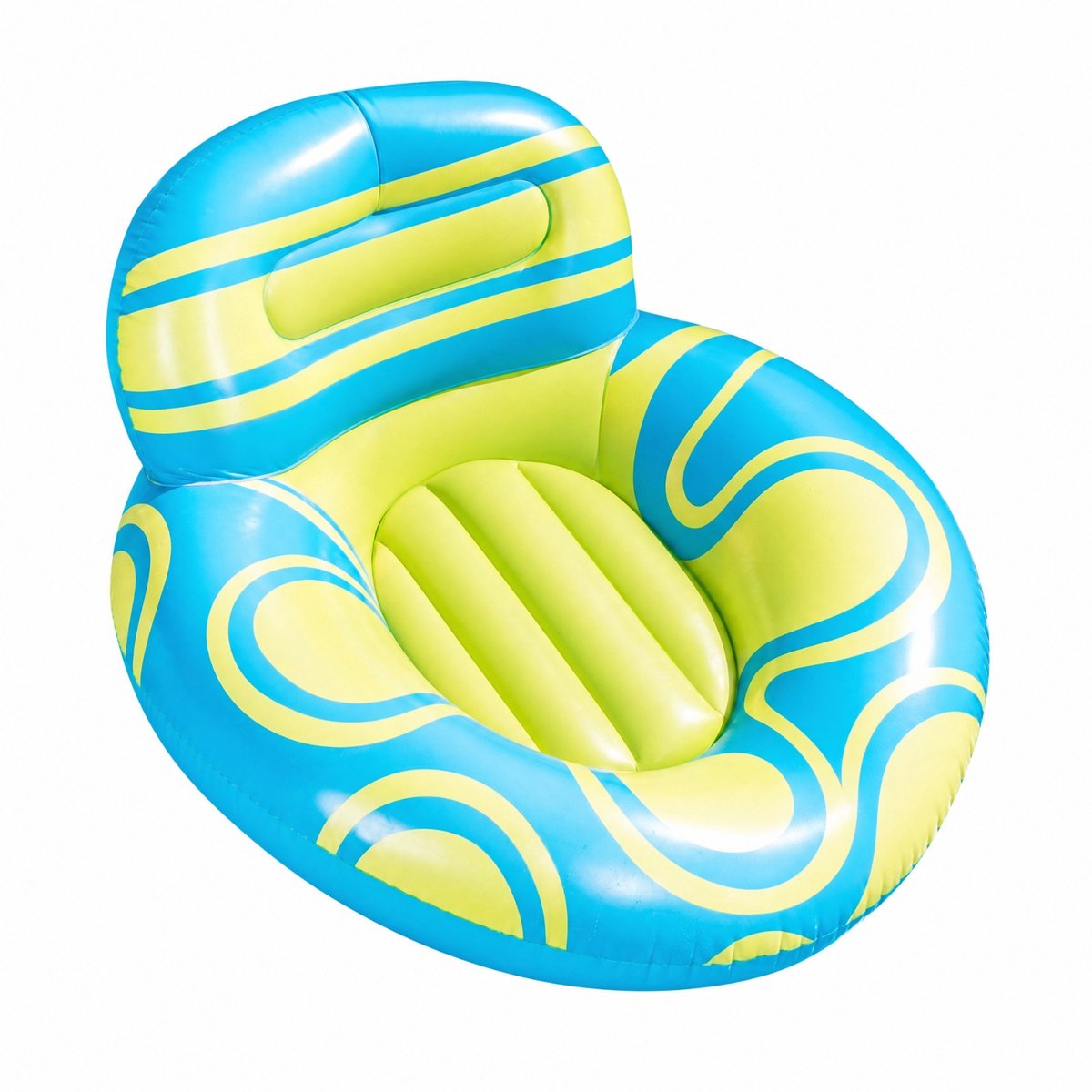 Atlasyx zwemband volwassenen - Opblaasbare stoel - Zwembad stoel - Zwembad luchtbed - Grote Rugleuning - 2 Handgrepen - Blauw/Wit