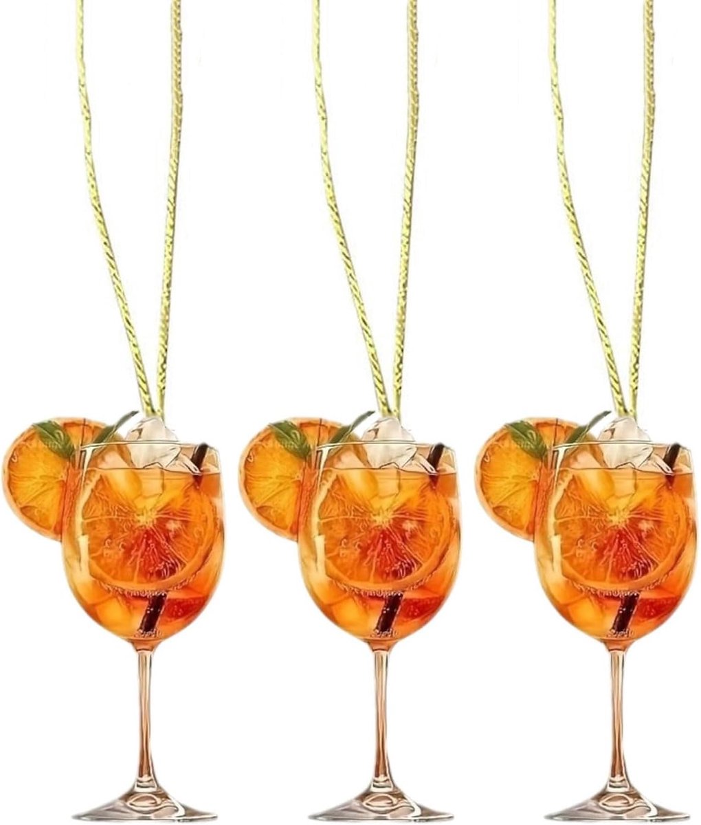 Aperol widget - acryl hanger cocktailglas - oranje geur - auto-accessoire voor een frisse sfeer - ShopVlot