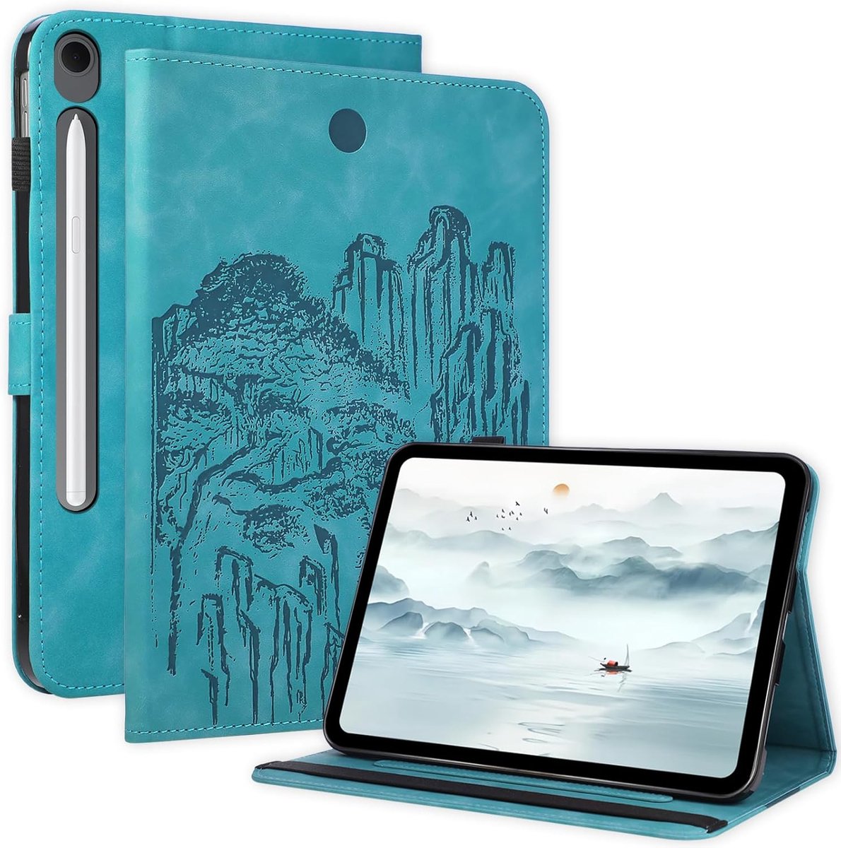 Hoes voor Samsung Galaxy Tab S10 Lite/S10 FE/S9 FE/S9 - klassiek bergwaterpatroon - standfunctie - bescherming en stijl - ShopVlot