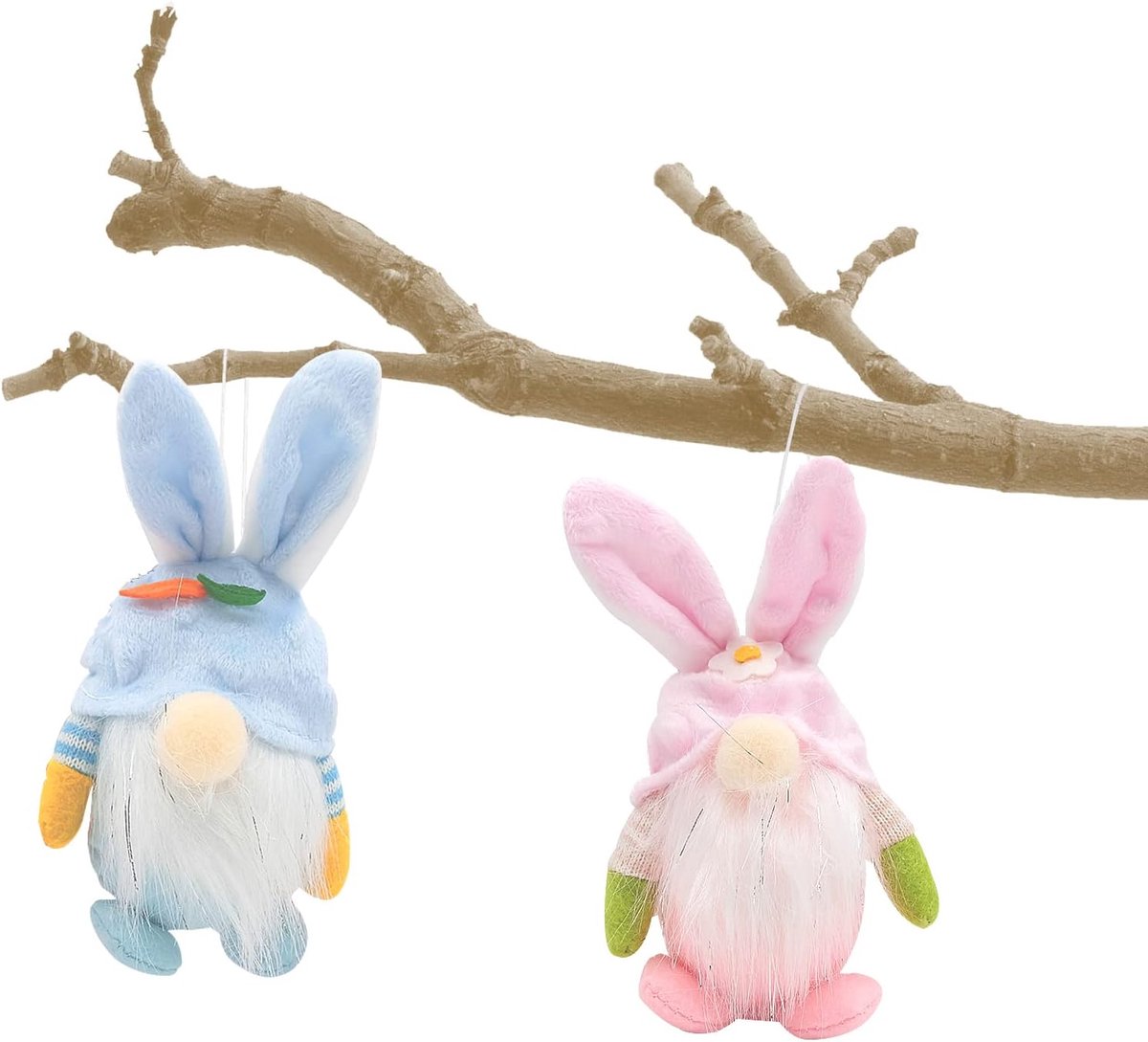 Dwerghangdecoratie 2 Stuks - Pluche Konijn Goblin - Handgemaakt - Perfect voor Pasen - ShopVlot