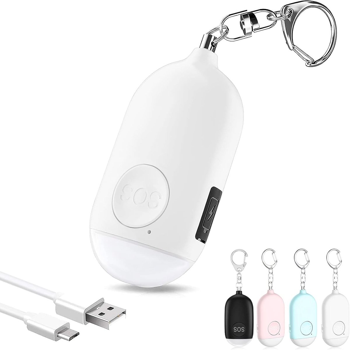 Persoonlijk alarm 130dB - oplaadbaar - met LED-lamp - extra gevoel van veiligheid voor vrouwen en kinderen - ShopVlot