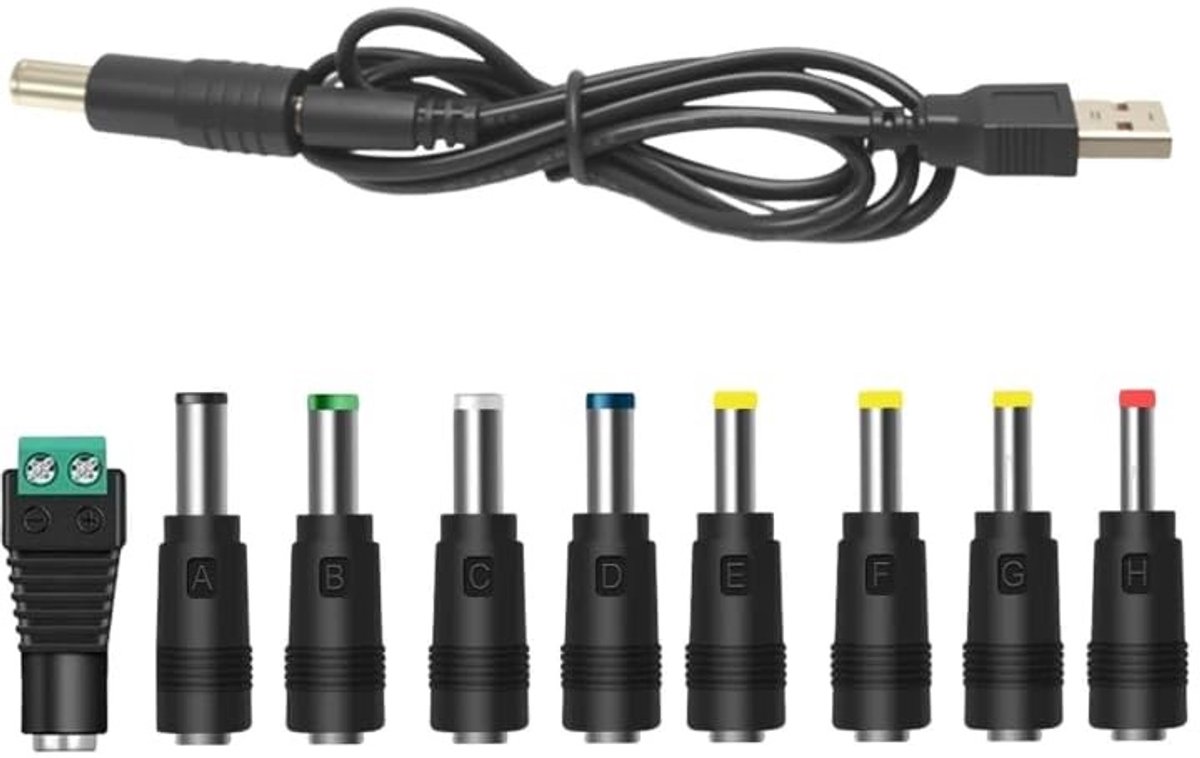 Solidchoice - DC Adapter met 9 Verwisselbare Stekkers voor Diverse Apparaten