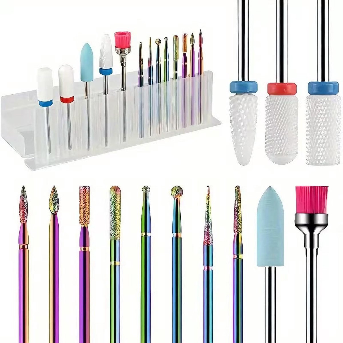 Nail drill bits set 13-delig - keramisch & carbide - professioneel voor manicure/pedicure - ShopVlot