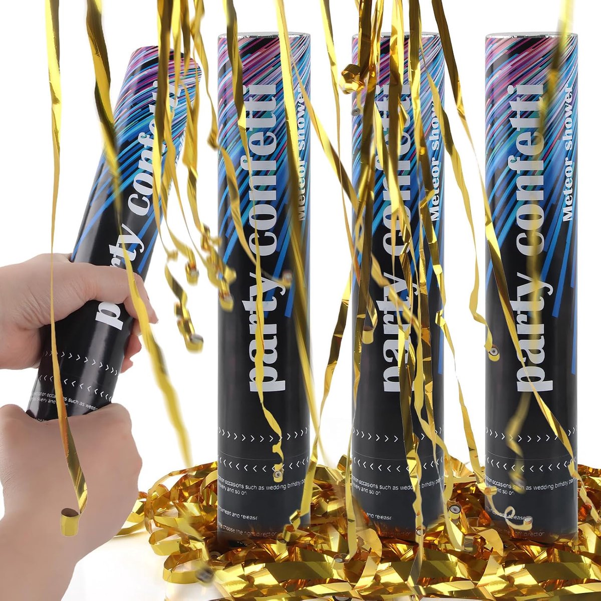 Confetti cannon - 4 stuks - goud en zilver - feestslinger voor verjaardagen - ShopVlot