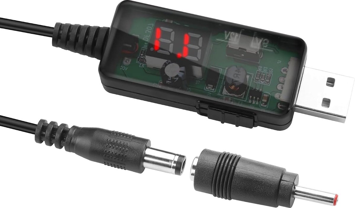 USB kabel 5V naar 9V 12V - verstelbare DC plug - geschikt voor router en LED verlichting - universele compatibiliteit - ShopVlot